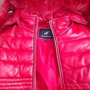Red leather coat